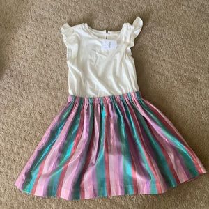 J Crew Crewcuts flutter sleeve dress with striped skirt